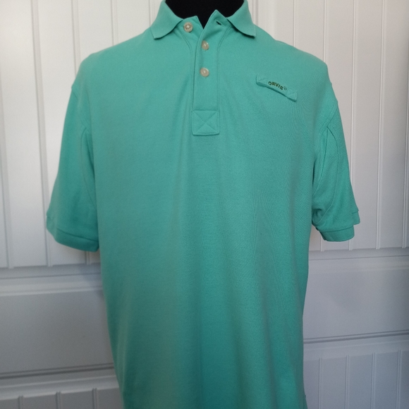 ORVIS Men's Signature Green Polo Shirt M Cotton Sh - Picture 5 of 5